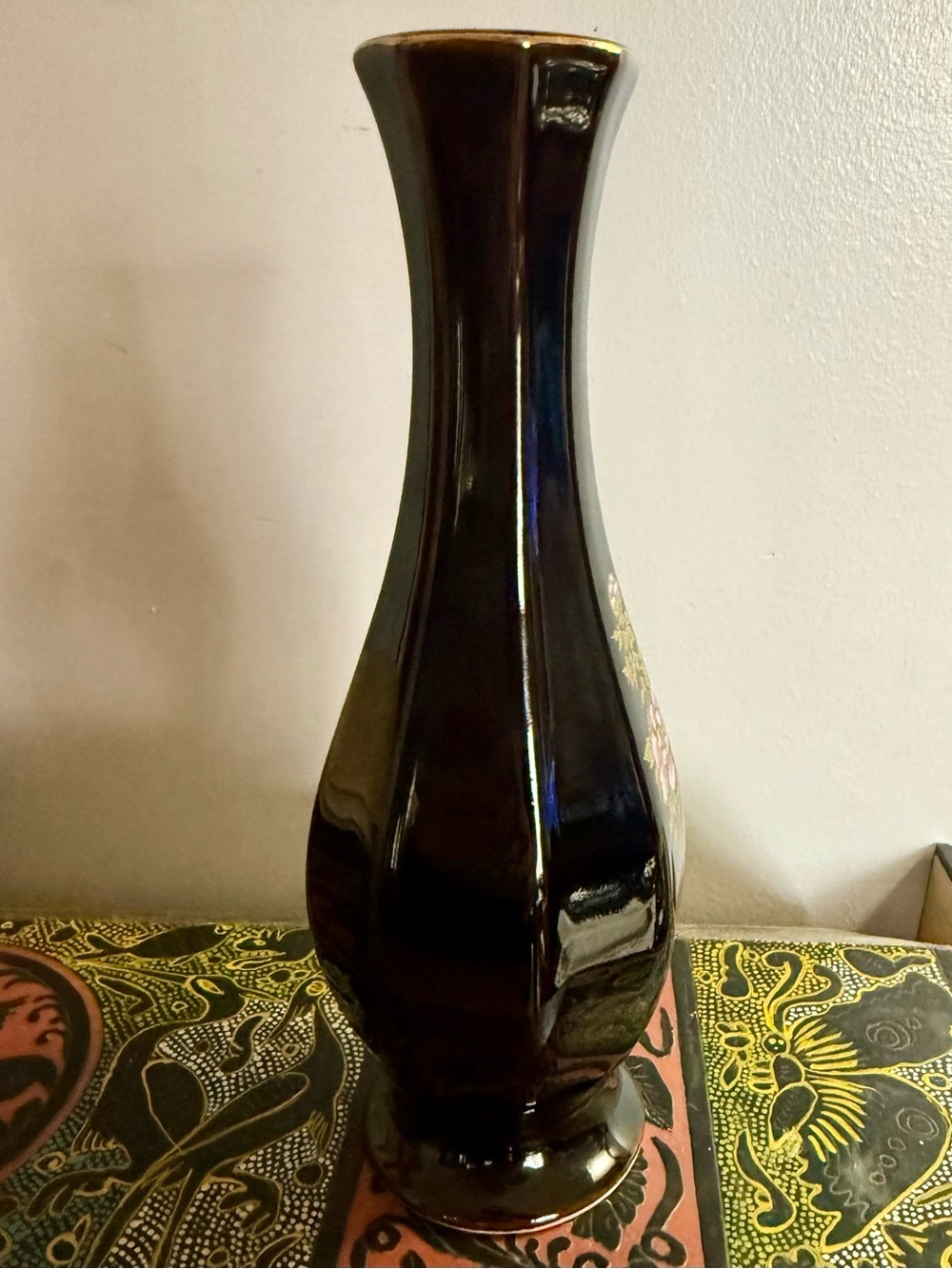 Vintage Japanese Brown Porcelain Vase Gold Gilded Pheasant Floral Design - Picture 4 of 9